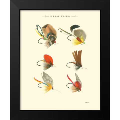 Bass Flies II Black Modern Wood Framed Art Print by Vision Studio
