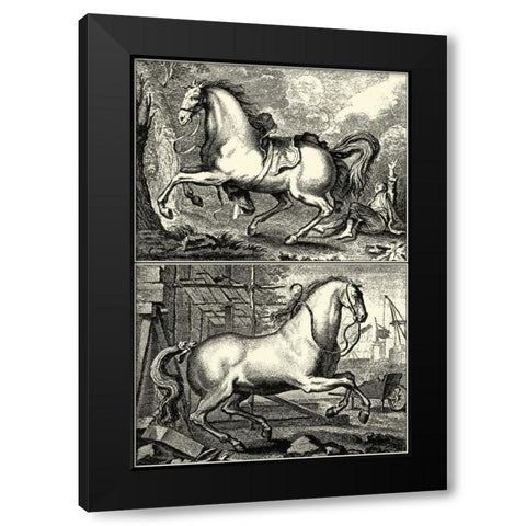 Galloping Horses I Black Modern Wood Framed Art Print by unknown