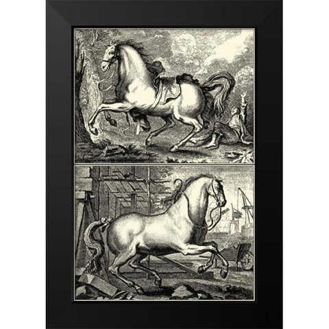 Galloping Horses I Black Modern Wood Framed Art Print by unknown
