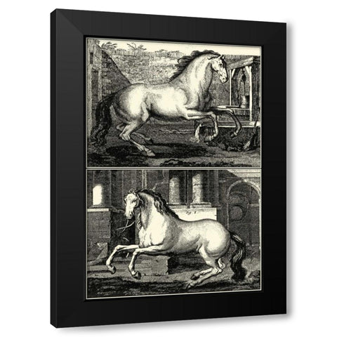 Galloping Horses II Black Modern Wood Framed Art Print by unknown