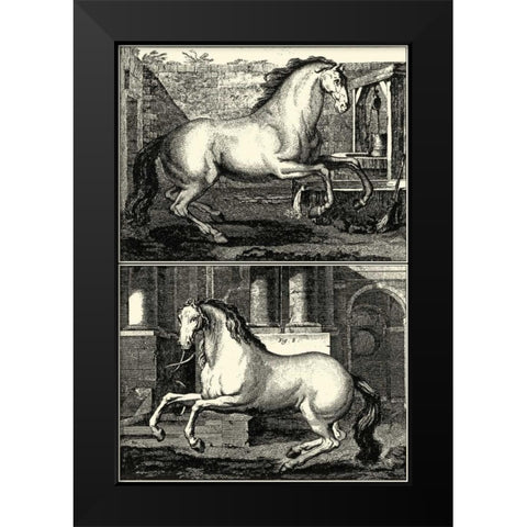Galloping Horses II Black Modern Wood Framed Art Print by unknown