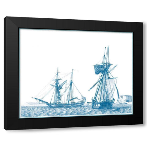 Sailing Ships in Blue IV Black Modern Wood Framed Art Print with Double Matting by Baugean