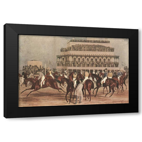 The Grand Steeple Chase I Black Modern Wood Framed Art Print by Turner, F.C.