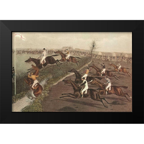 The Grand Steeple Chase II Black Modern Wood Framed Art Print by Turner, F.C.
