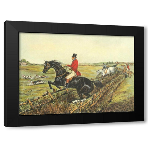 The English Hunt IV Black Modern Wood Framed Art Print with Double Matting by Henry, Alken