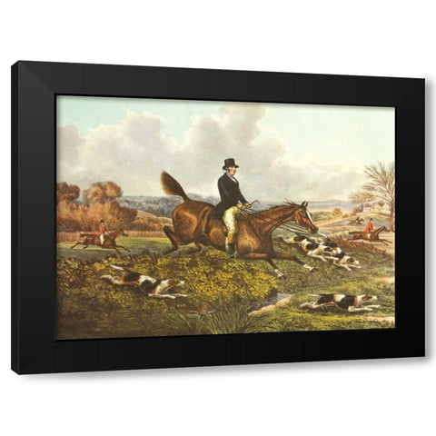 The English Hunt VII Black Modern Wood Framed Art Print with Double Matting by Henry, Alken