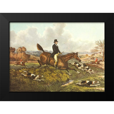 The English Hunt VII Black Modern Wood Framed Art Print by Henry, Alken