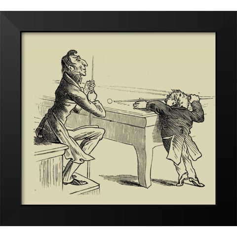 Pool Hall Antics I Black Modern Wood Framed Art Print by Unknown