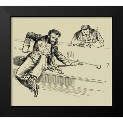 Pool Hall Antics VII Black Modern Wood Framed Art Print by Unknown
