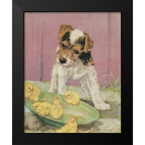 Terrier Trouble II Black Modern Wood Framed Art Print by Unknown