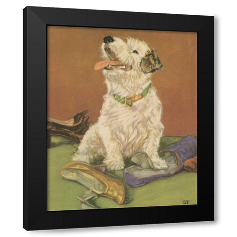 Terrier Trouble III Black Modern Wood Framed Art Print with Double Matting by Unknown