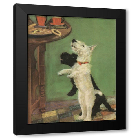 Terrier Trouble V Black Modern Wood Framed Art Print by Unknown