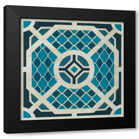 Embellished Indigo Lattice VII Black Modern Wood Framed Art Print with Double Matting by Vess, June Erica