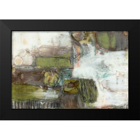 Pieced Earth I Black Modern Wood Framed Art Print by Goldberger, Jennifer