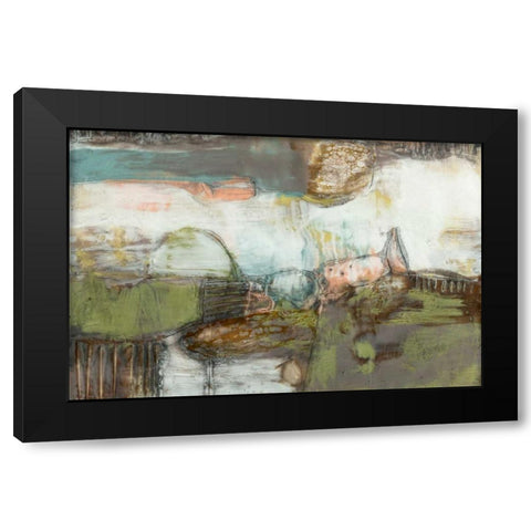 Pieced Earth II Black Modern Wood Framed Art Print with Double Matting by Goldberger, Jennifer