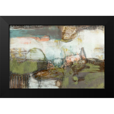 Pieced Earth II Black Modern Wood Framed Art Print by Goldberger, Jennifer