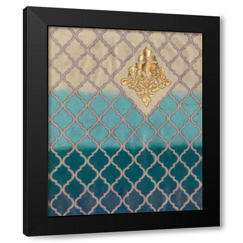 Blue Mahal II Black Modern Wood Framed Art Print with Double Matting by Lam, Vanna