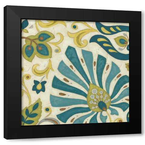 Peacock Paisley II Black Modern Wood Framed Art Print with Double Matting by Unknown
