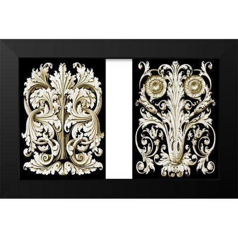 Mini Scroll Black Modern Wood Framed Art Print by UNKNOWN