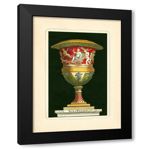 Vase with Chariot Black Modern Wood Framed Art Print by Thomassin, S.