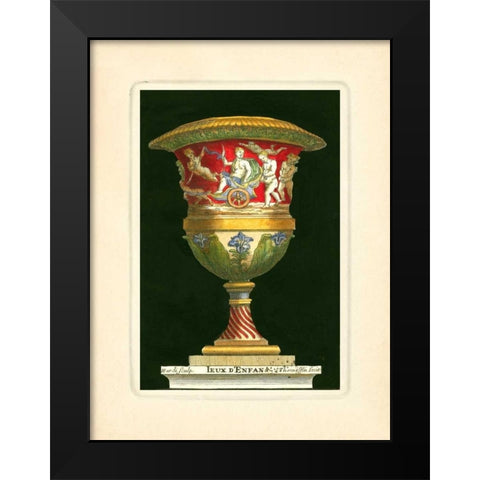 Vase with Chariot Black Modern Wood Framed Art Print by Thomassin, S.