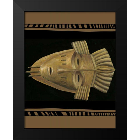 African Mask I Black Modern Wood Framed Art Print by Zarris, Chariklia