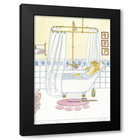 A Refreshing Paws Black Modern Wood Framed Art Print by Friel, Tara