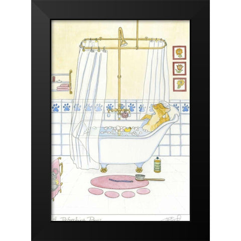 A Refreshing Paws Black Modern Wood Framed Art Print by Friel, Tara