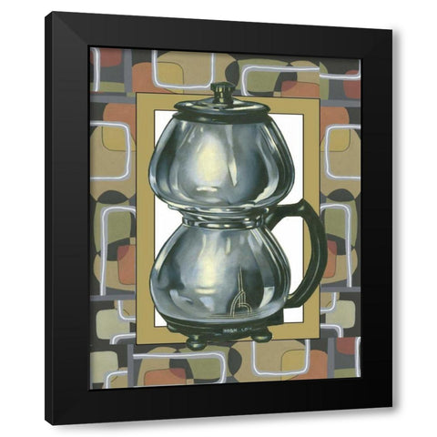 Junes Coffee Pot Black Modern Wood Framed Art Print by Bookman, D.
