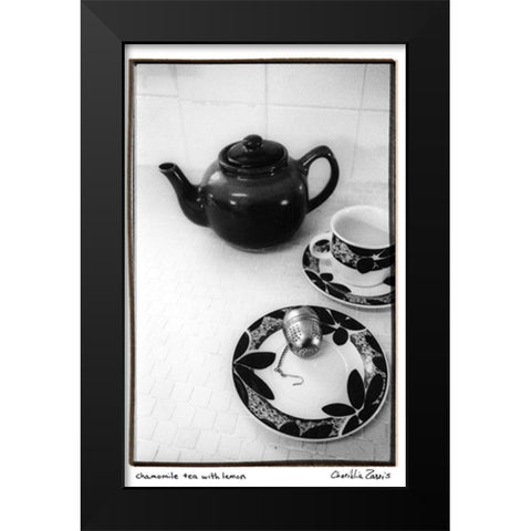 Chamomile Tea with Lemon Black Modern Wood Framed Art Print by Zarris, Chariklia