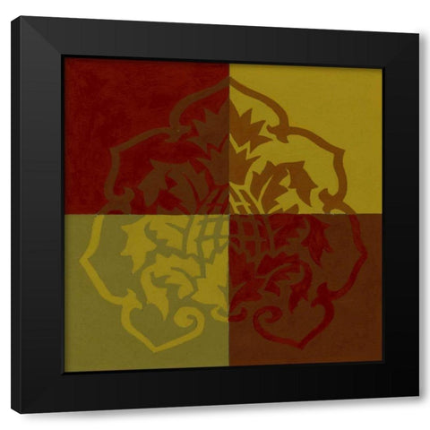 Block Print I Black Modern Wood Framed Art Print with Double Matting by Unknown