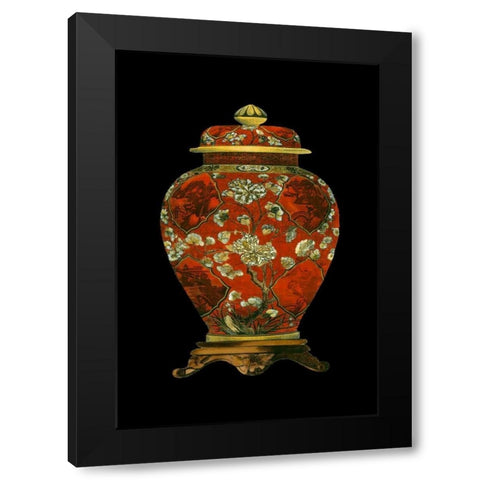 Red Porcelain Vase II Black Modern Wood Framed Art Print by Unknown