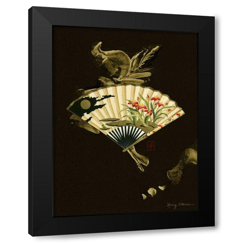 Oriental Fan I Black Modern Wood Framed Art Print with Double Matting by Slocum, Nancy