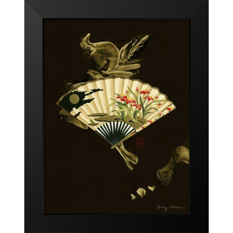 Oriental Fan I Black Modern Wood Framed Art Print by Slocum, Nancy