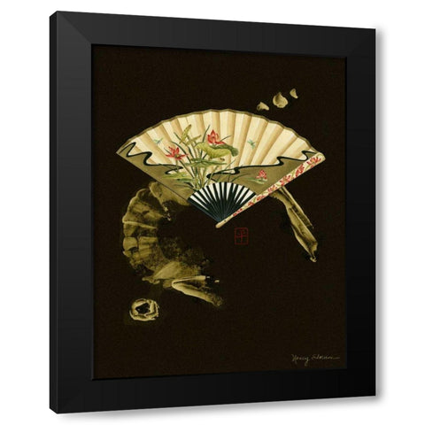 Oriental Fan II Black Modern Wood Framed Art Print with Double Matting by Slocum, Nancy