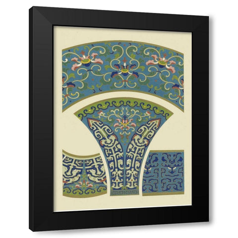Blue Oriental Designs I Black Modern Wood Framed Art Print with Double Matting by Vision Studio