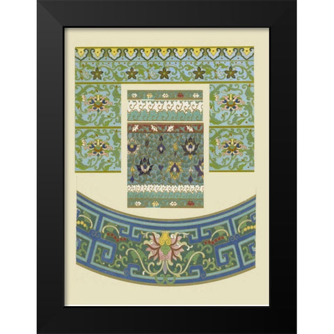 Blue Oriental Designs IV Black Modern Wood Framed Art Print by Vision Studio