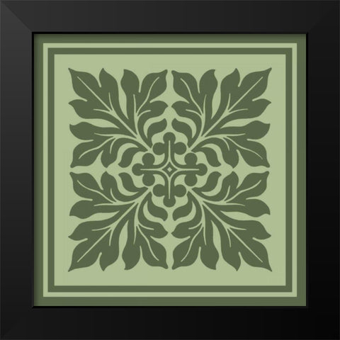 Tonal Woodblock in Green II Black Modern Wood Framed Art Print by Vision Studio