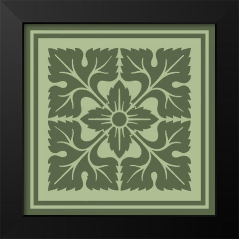 Tonal Woodblock in Green IV Black Modern Wood Framed Art Print by Vision Studio