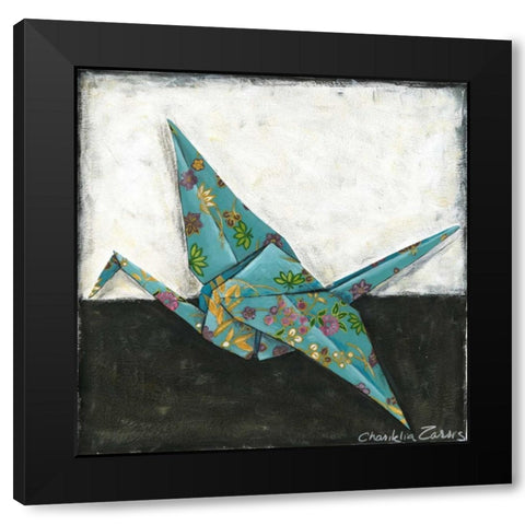 Crane Black Modern Wood Framed Art Print by Zarris, Chariklia