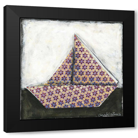 Sailboat Black Modern Wood Framed Art Print by Zarris, Chariklia