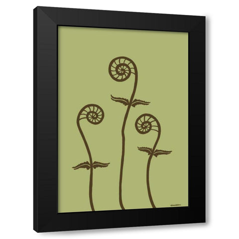 Dichromatic Fiddleheads III Black Modern Wood Framed Art Print with Double Matting by Lam, Vanna