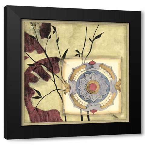 Printed Moonlit Rosette I Black Modern Wood Framed Art Print with Double Matting by Goldberger, Jennifer