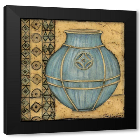 Square Cerulean Pottery I Black Modern Wood Framed Art Print by Zarris, Chariklia