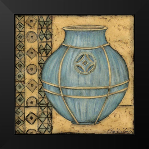 Square Cerulean Pottery I Black Modern Wood Framed Art Print by Zarris, Chariklia