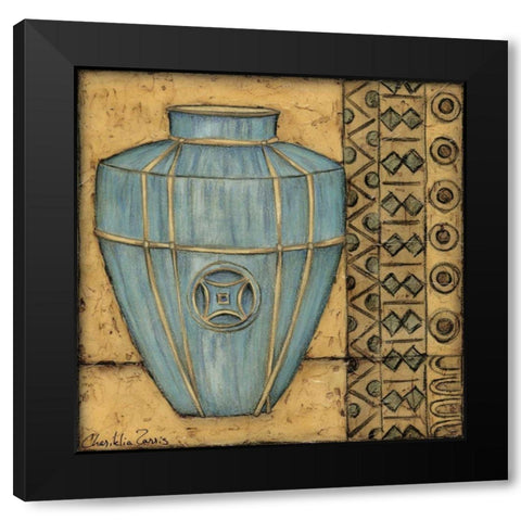 Square Cerulean Pottery II Black Modern Wood Framed Art Print with Double Matting by Zarris, Chariklia