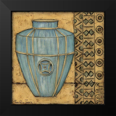 Square Cerulean Pottery II Black Modern Wood Framed Art Print by Zarris, Chariklia