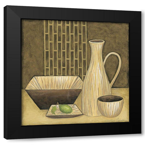 Bamboo Vase Black Modern Wood Framed Art Print with Double Matting by Zarris, Chariklia