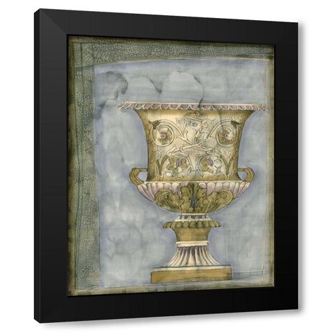 Small Urn and Damask I Black Modern Wood Framed Art Print with Double Matting by Goldberger, Jennifer