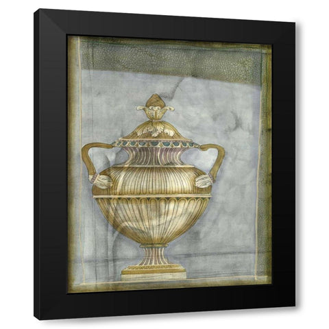 Small Urn and Damask II Black Modern Wood Framed Art Print with Double Matting by Goldberger, Jennifer